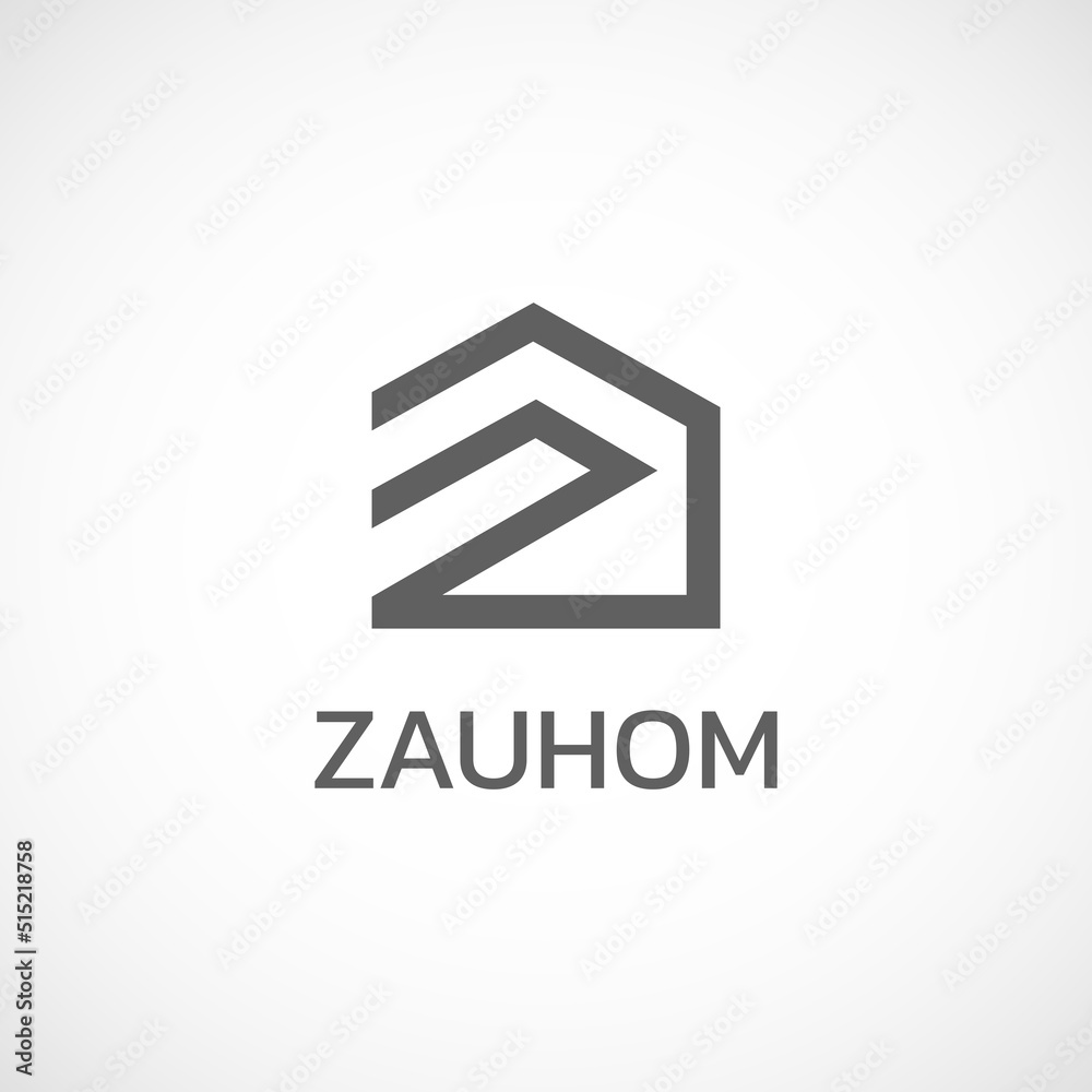 Alphabet letter Z with a house or home. Real estate line art Alphabet letter Z with a house or home. Real estate line art
