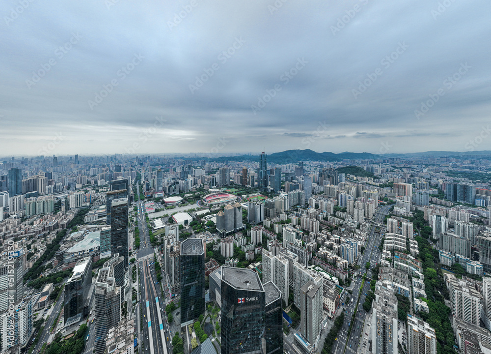Fototapeta premium Aerial view of Tianhe CBD in Guangzhou, China