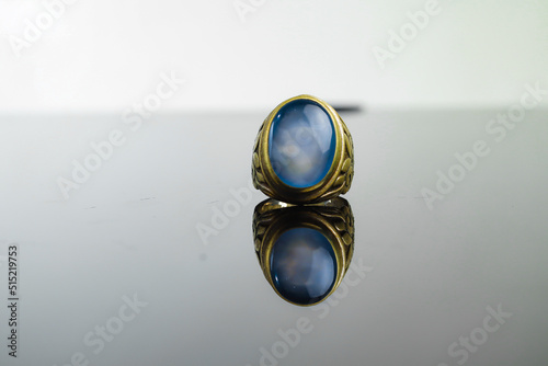 Close up agate brass ring