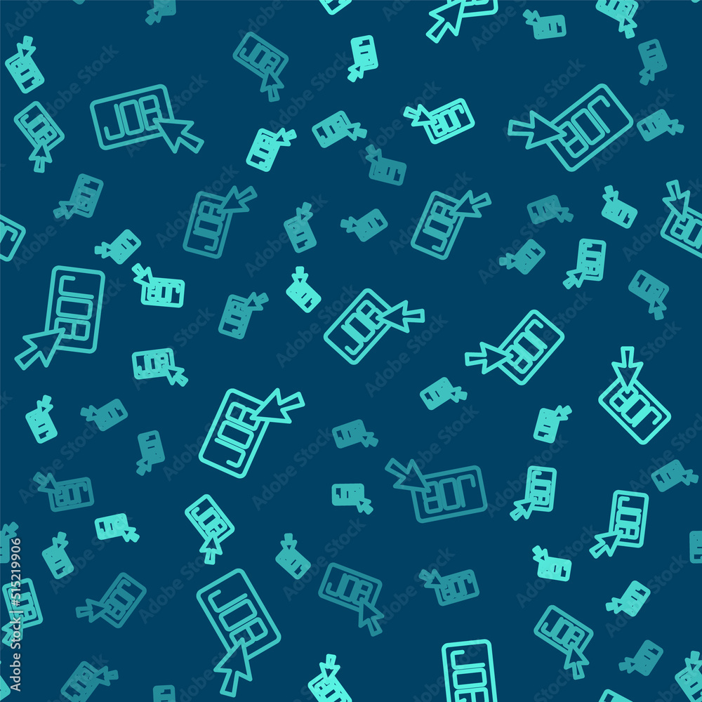 Green line Search job icon isolated seamless pattern on blue background. Recruitment or selection concept. Human resource and recruitment for business. Vector Green line Search job icon isolated seamless pattern on blue background. Recruitment or selection concept. Human resource and recruitment for business. Vector