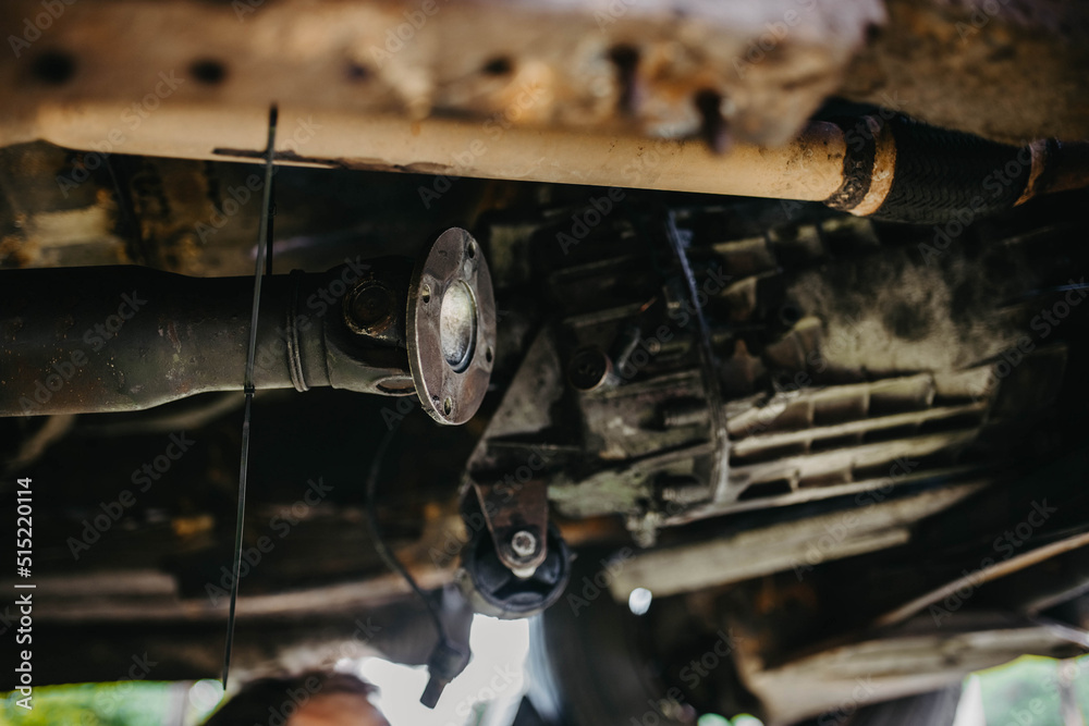 Car Cardan cardan shaft of a car, repair of transmission of a rear-wheel drive car ...