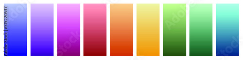 Color palette. Table color shades. Color harmony. Trend colors. preliminary illustration fresh rainbow with white table abstract background.
