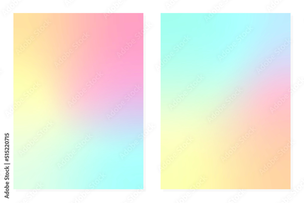 Abstract tender pastel coral and teal blue vibrant gradient colors backgrounds for fashion flyer, brochure design. Set of soft, delicate wallpaper for mobile apps, vector banner, posterer