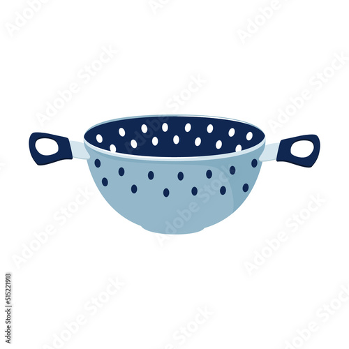 Metal Colander. Vector Illustration on a White Background.