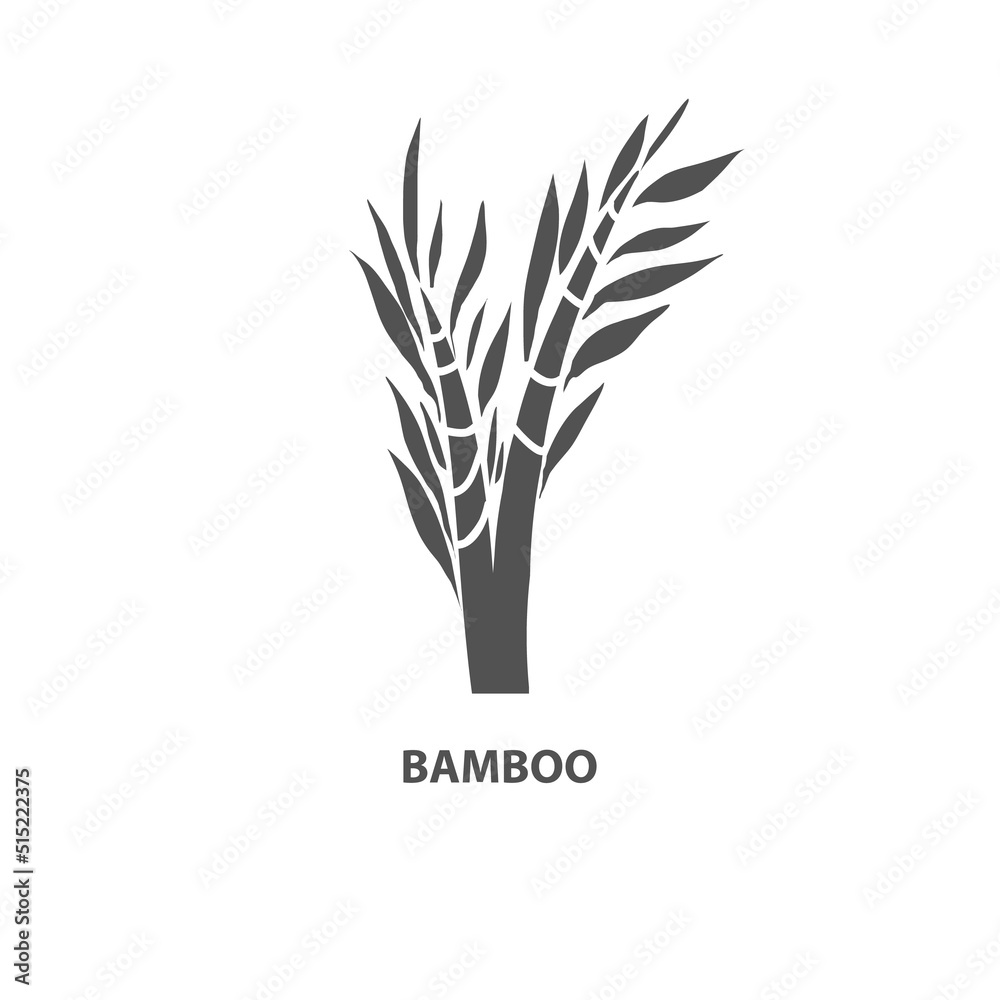 Fototapeta premium Bamboo silhouette on a white background. Bamboo branch as a logo or designation, decoration.