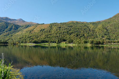 Calm mountain lake in the tourist area in Saint Lary village, ‎⁨Saint-Lary⁩, ⁨Midi-Pyrenees⁩, ⁨France⁩ © Yana Demenko
