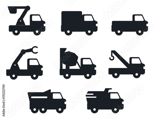 Flat Truck Vectors Silhouettes © Design Stock