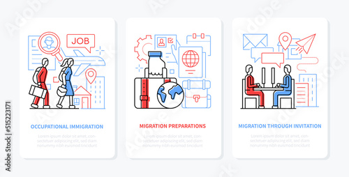 Preparing for migration - line design style banners set