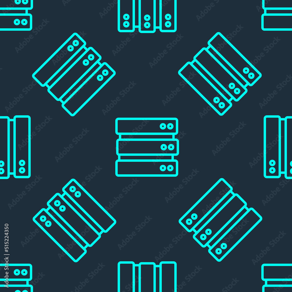 Green line Server, Data, Web Hosting icon isolated seamless pattern on blue background. Vector Green line Server, Data, Web Hosting icon isolated seamless pattern on blue background. Vector