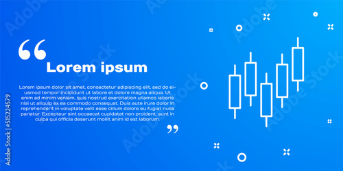 White line Browser with stocks market growth graphs and money icon isolated on blue background. Monitor with stock charts arrow on screen. Vector