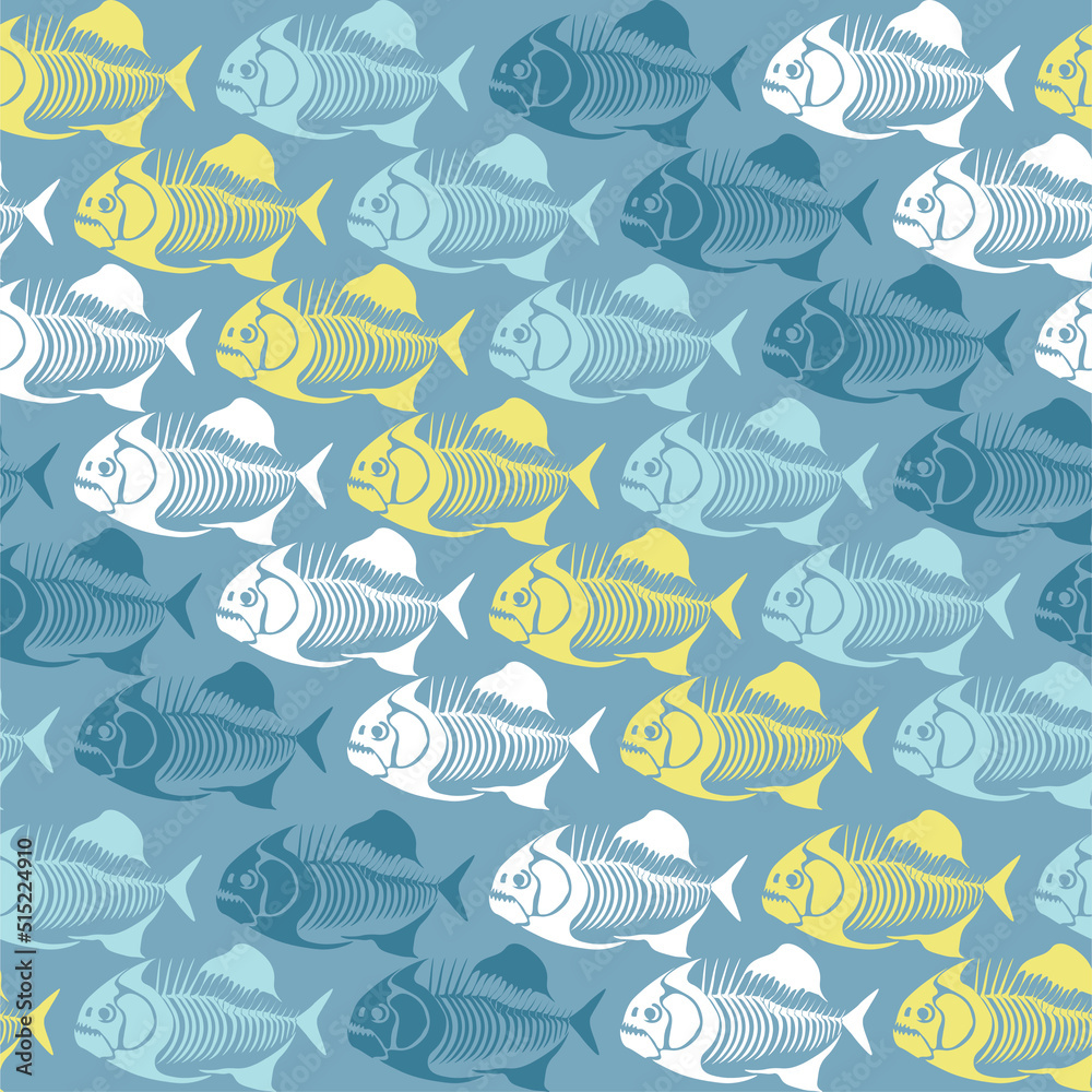 Seamless vector pattern with fish skeleton. Seamless vector pattern with fish skeleton.