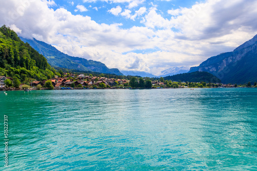 View of the Lake Brienz and Swiss Alps in Brienz, Switzerland © olyasolodenko