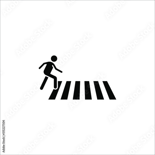 Pedestrian crossing icon. Zebra crossing. Vector icon isolated on white background.