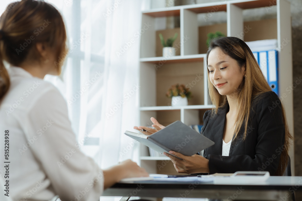 Atmosphere in the office of a startup company, two female employees are discussing, brainstorming ideas to working on summaries and marketing plans to increase sales and prepare reports to managers. Atmosphere in the office of a startup company, two female employees are discussing, brainstorming ideas to working on summaries and marketing plans to increase sales and prepare reports to managers.