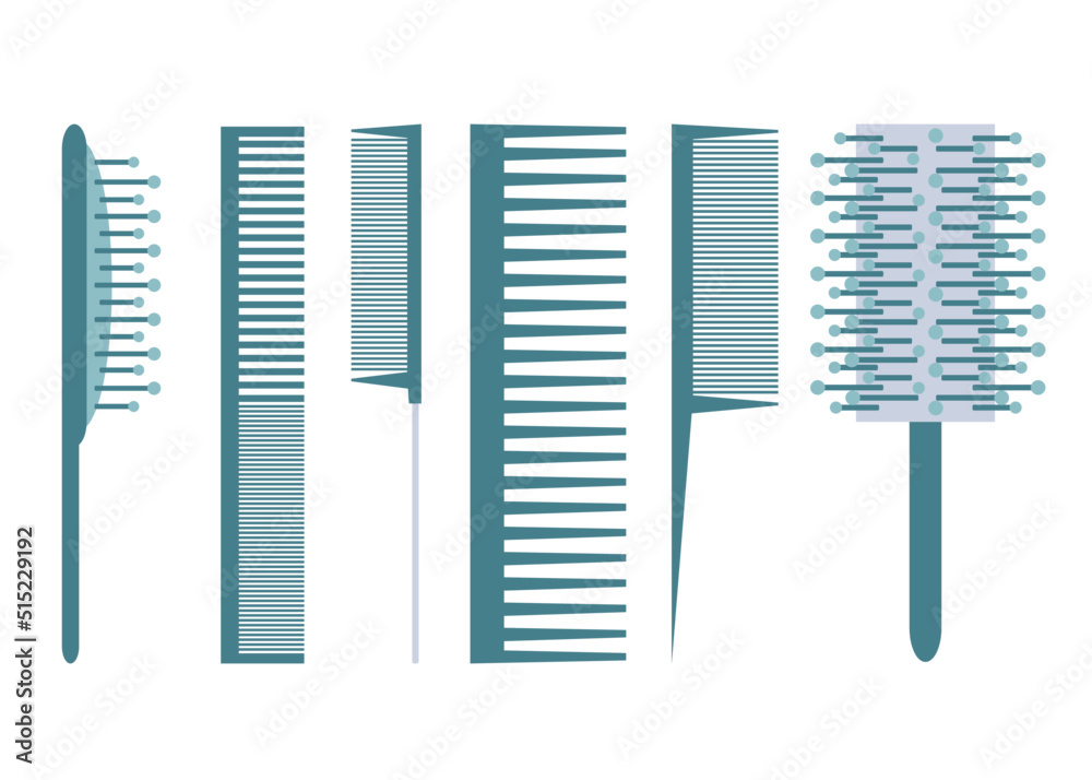 vector set of hair combs