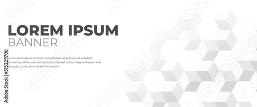Modern horizontal banner template design with abstract cube elements. photo