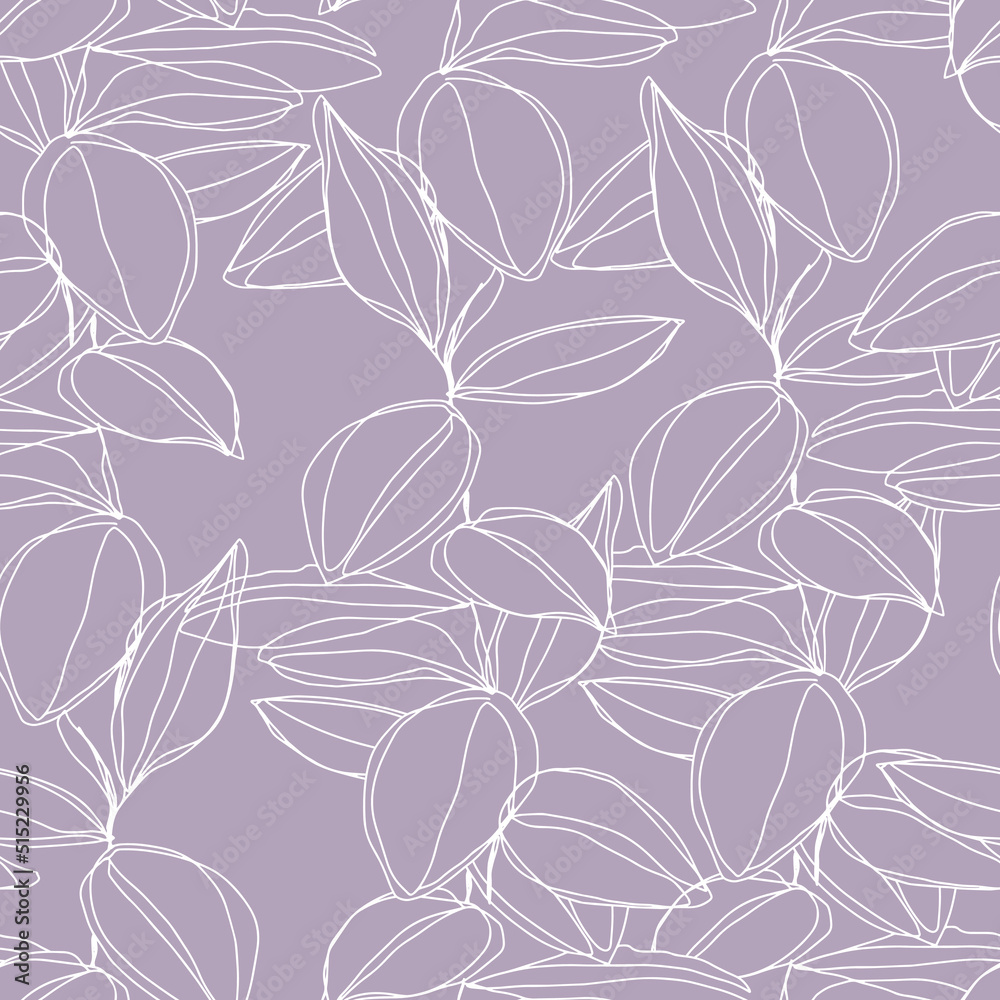 Fototapeta premium minimalism line art foliage vector seamless pattern