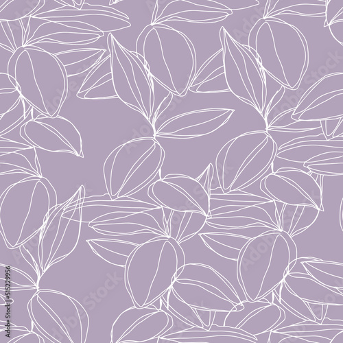 minimalism line art foliage vector seamless pattern