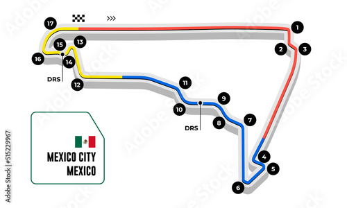 Race tracks, circuit for motorsport and auto sport. Mexico.