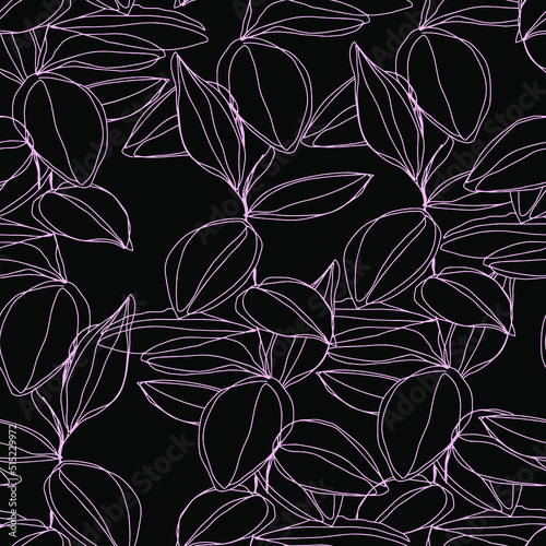 minimalism line art foliage vector seamless pattern