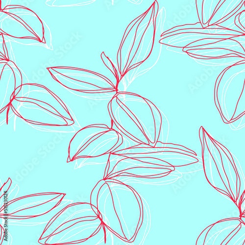minimalism line art foliage vector seamless pattern