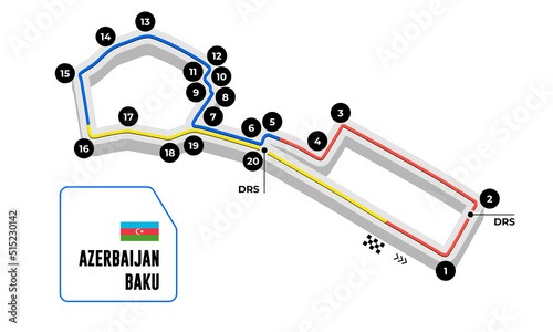 Race tracks, circuit for motorsport and auto sport. Baku, Azerbaijan.
