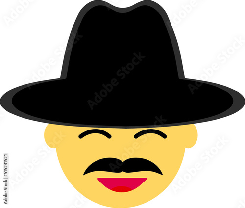 cheerful cowboy with a mustache in a hat. vector