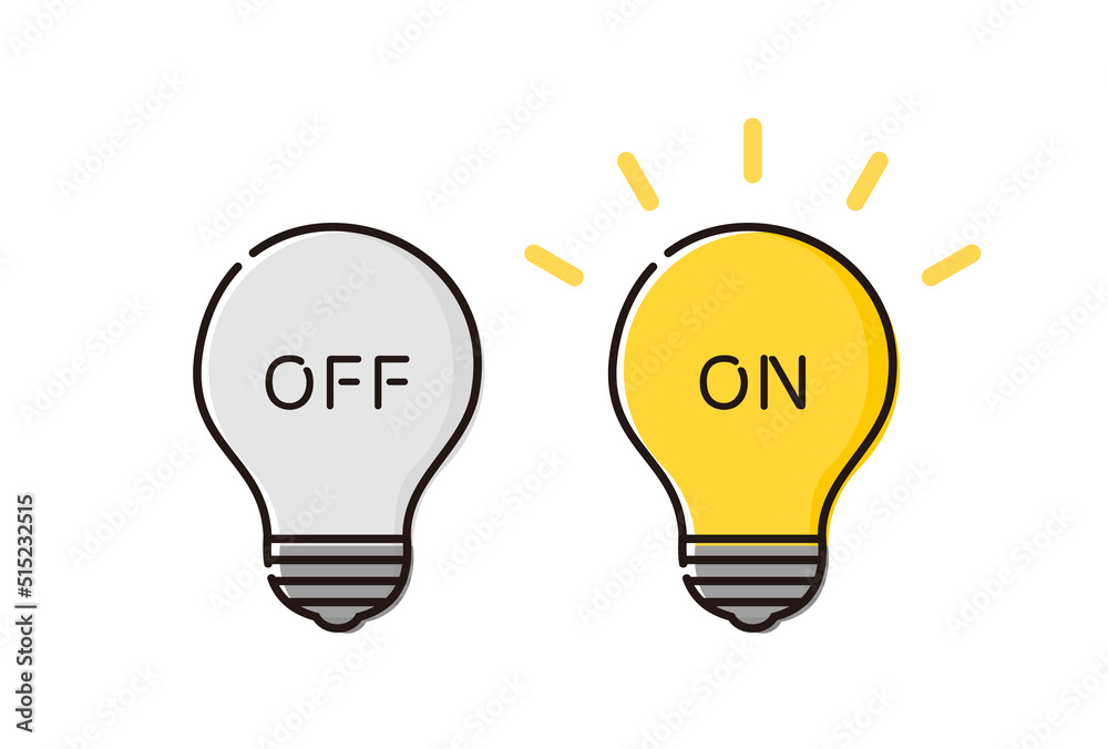 ONとOFFの文字が入った豆電球のセット- 電気・節電のイメージ素材
ONとOFFの文字が入った豆電球のセット- 電気・節電のイメージ素材
