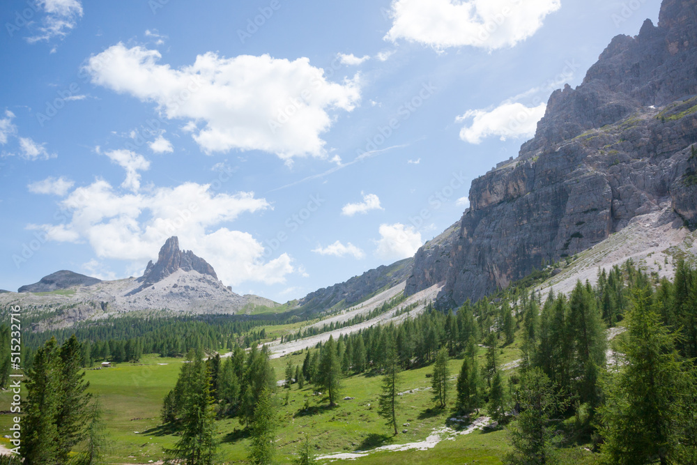 Dolomites range landscape. Summer mountain panorama