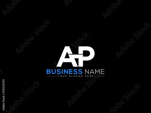 Premium AP Logo Letter, Colorful Ap pa Logo Icon Vector Art With White Blue Color Bold Letter Design For Any Type Of Business