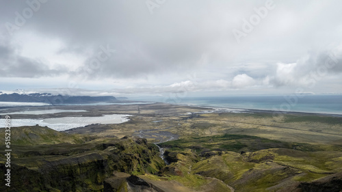 Aerial view of the valley near Mulagljufur Canyon, Iceland. photo