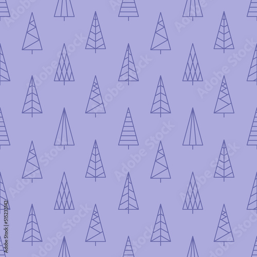 Colors of year 2022 very peri Christmas pattern. Christmas trees polka dot seamless pattern. Geometric design for web and print on textile, fabric, paper