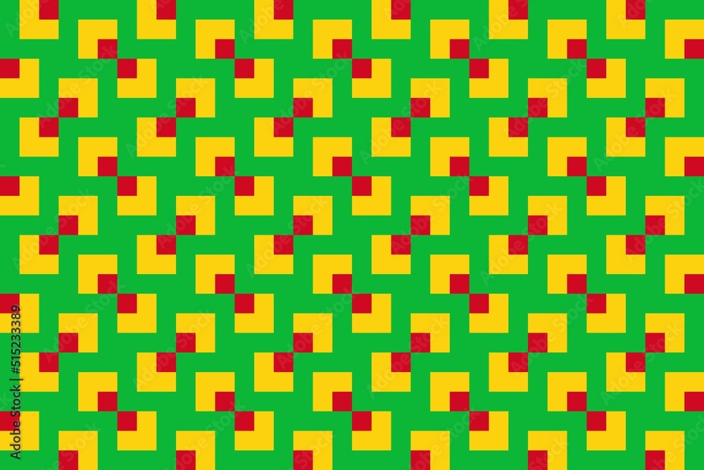 Geometric pattern in the colors of the national flag of Mali. The colors of Mali. Geometric pattern in the colors of the national flag of Mali. The colors of Mali.