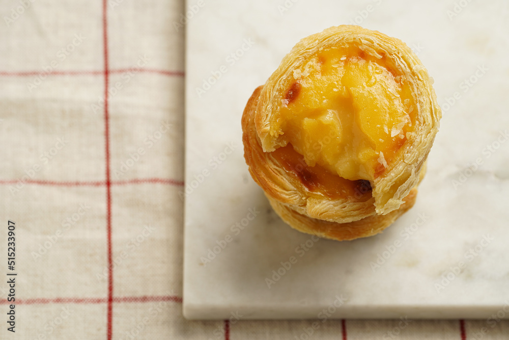 Traditional portuguese vanilla pudding puff pastry pastel de nata