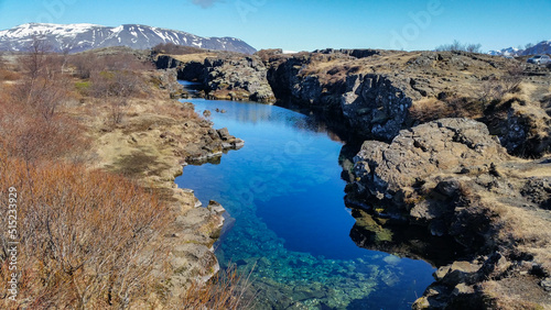view of the lake Thingvellir Iceland