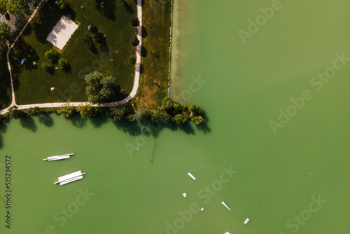 Aerial view of Grand Lac de L'Isle-Jourdain, Gers, France. photo