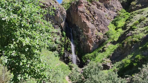 Vista de la hermosa catarata de Mazobre en el parque natural de la montaña Palentina, España photo