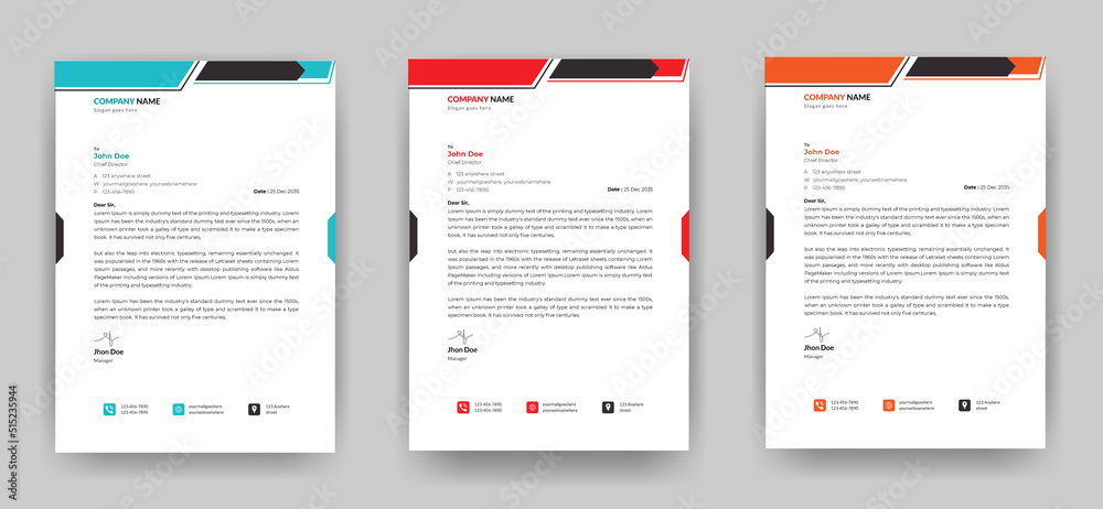 Professional creative letterhead template design for your business fully editable