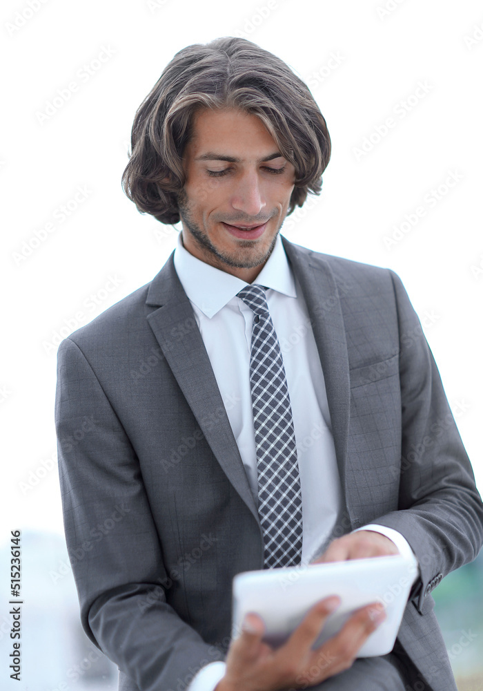 closeup .businessman with digital tablet closeup .businessman with digital tablet