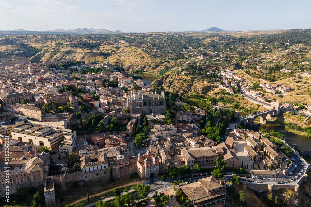 Aerial view of Toledo old town at sunrise, Spain. Aerial view of Toledo old town at sunrise, Spain.