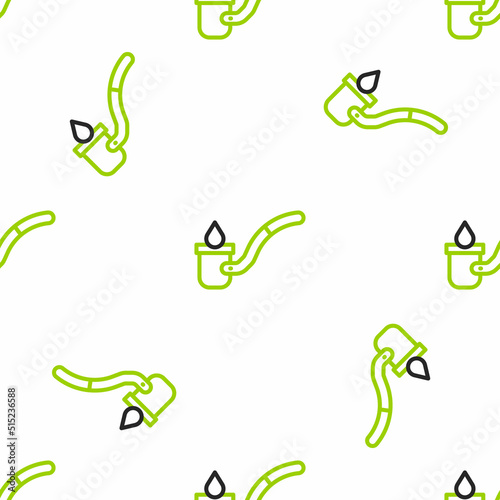 Line Sauna ladle icon isolated seamless pattern on white background. Vector