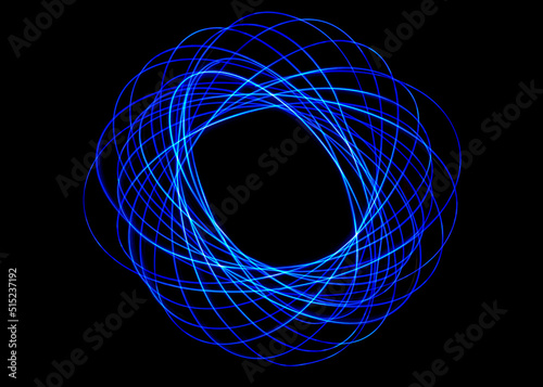 Blue spirograph of light. Background