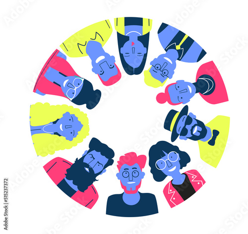 Group of people of different nationalities and cultures. People background. The crowd of abstract people. Shoulders avatars. Bright people portraits set.