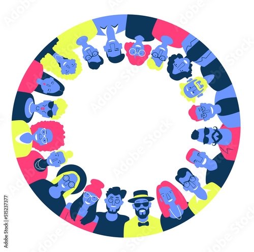 Group of people of different nationalities and cultures. People background. The crowd of abstract people. Shoulders avatars. Bright people portraits set.