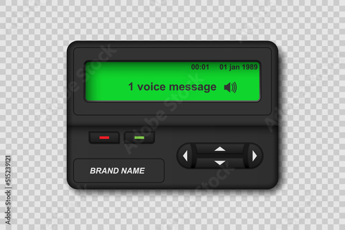 Realistic pager vector icon isolated on checkered background. photo