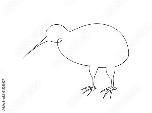 Kiwi bird company logo one line design. Unique rare animal national park New Zealand. Single line art vector illustration