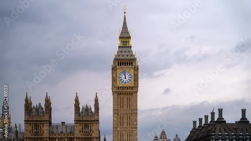 Big Ben Timelapse of new the  Elizabeth clock tower with clouds in the background