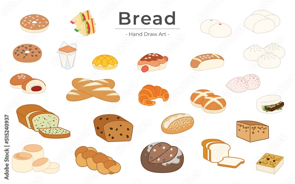 Set of Colorful Bakery Pastry Bread Bao Icons