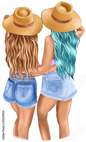Two girls in a hat