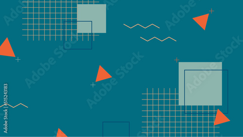 Background in the style of the 80s with multicolored geometric shapes on the black background. Illustration for hipsters Memphis style